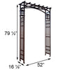 Black Metal Flat Top Garden Arbor with Lanterns - inthegardenandmore.com