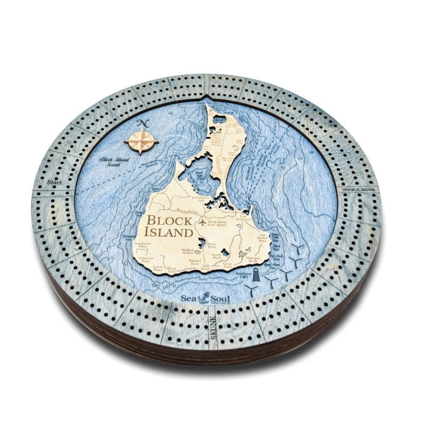 Block Island Custom Laser Cut Wood Nautical Cribbage Board - inthegardenandmore.com