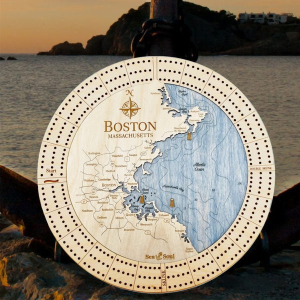 Boston Coast Custom Laser Cut Wood Nautical Cribbage Board - inthegardenandmore.com