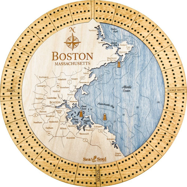 Boston Coast Custom Laser Cut Wood Nautical Cribbage Board - inthegardenandmore.com