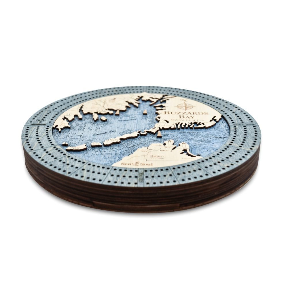 Buzzards Bay Custom Laser Cut Wood Nautical Cribbage Board - inthegardenandmore.com