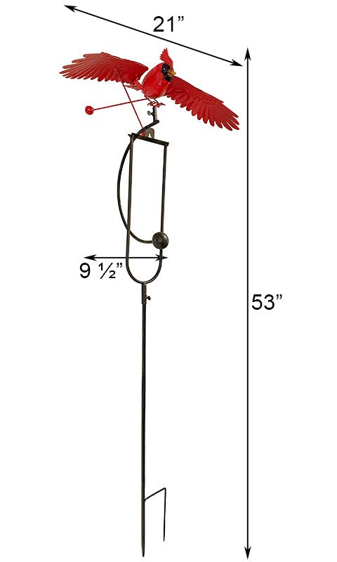 Cardinal Rocking and Flying Garden Stake Statuary - inthegardenandmore.com