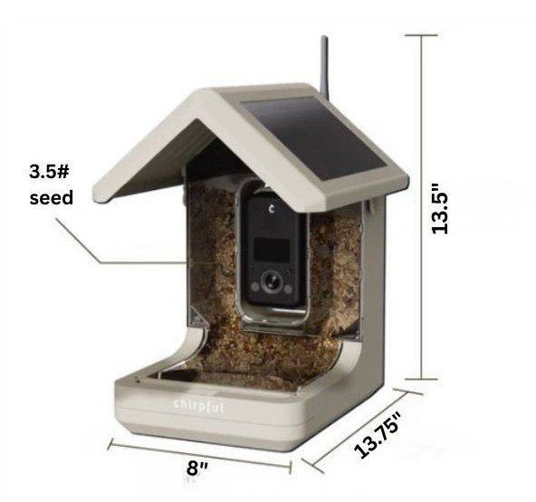 Chirpful Solar Powered Smart Birdfeeder with 4K Camera with AI Recognition System - inthegardenandmore.com