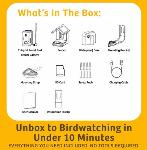 Chirpful Solar Powered Smart Birdfeeder with 4K Camera with AI Recognition System - inthegardenandmore.com