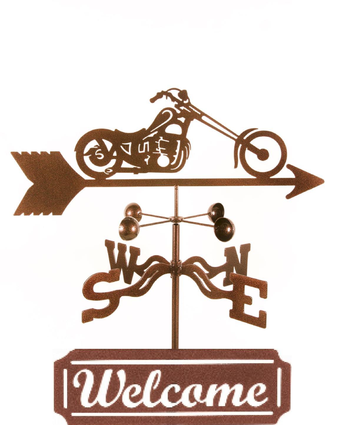 Weathervane and Welcome Sign | Chopper Motorcycle Rain Gauge