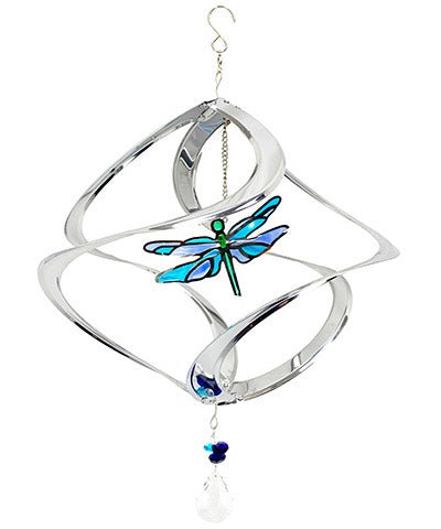 Dragonfly Stained Glass and Metal Hanging Wind Spinner - inthegardenandmore.com
