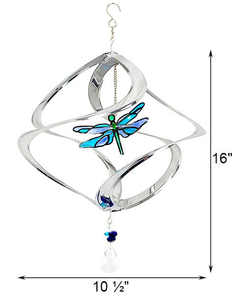 Dragonfly Stained Glass and Metal Hanging Wind Spinner - inthegardenandmore.com