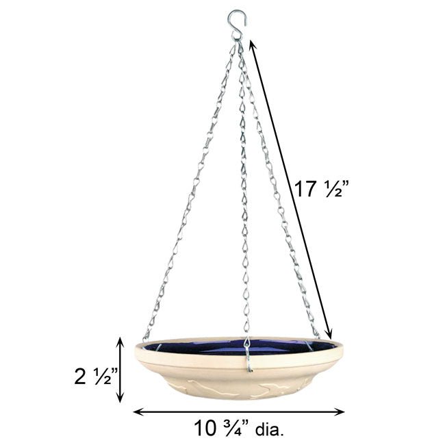 Glazed Off White and Cobalt Blue Ceramic Birdbath - inthegardenandmore.com