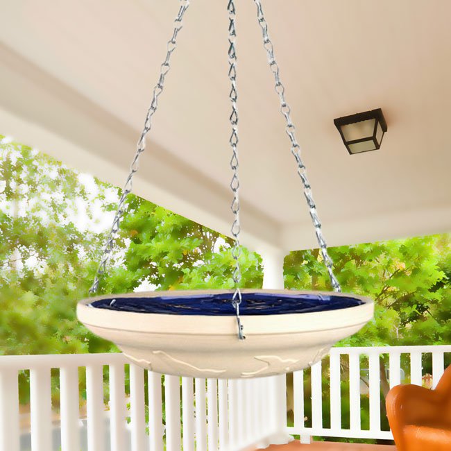 Glazed Off White and Cobalt Blue Ceramic Birdbath - inthegardenandmore.com
