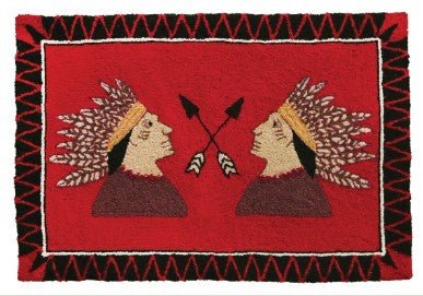 Indian Scout Handcrafted Hooked Wool Footstool - inthegardenandmore.com