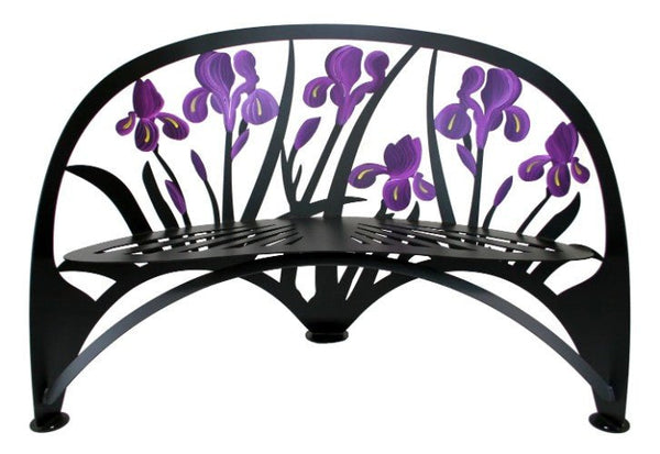 Iris Blooms Handcrafted Metal Garden Bench - inthegardenandmore.com