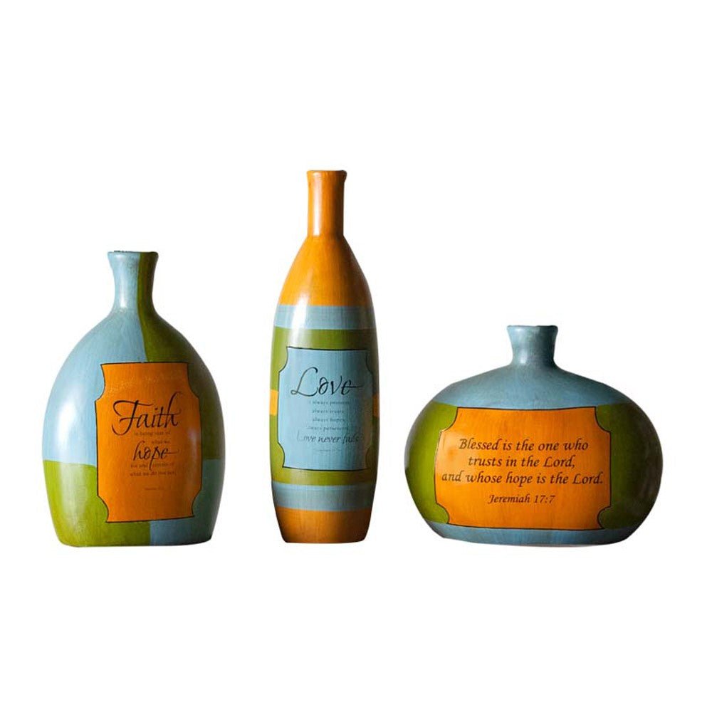 Jars of Clay Inspirational Vase Sculptures – Set of 3 - inthegardenandmore.com