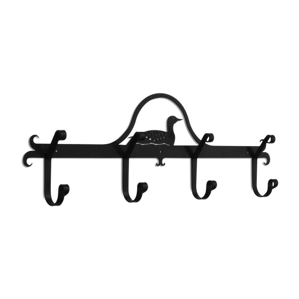 Lakeside Loon Bird Wrought Iron Wall Mounted Coat Rack