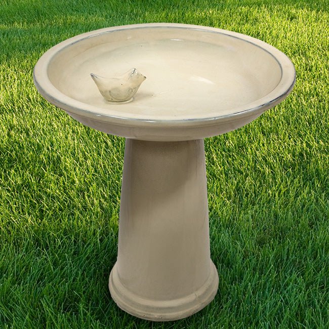 Mossy Green High Gloss Ceramic Birdbath Set - inthegardenandmore.com