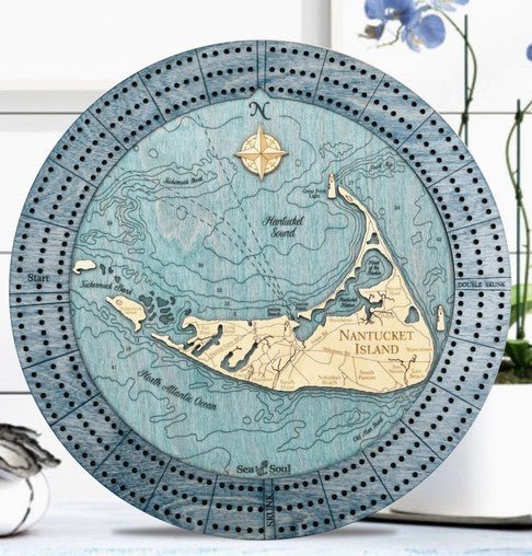 Nantucket Island Massachusetts Laser Cut Wood Nautical Cribbage Board - inthegardenandmore.com