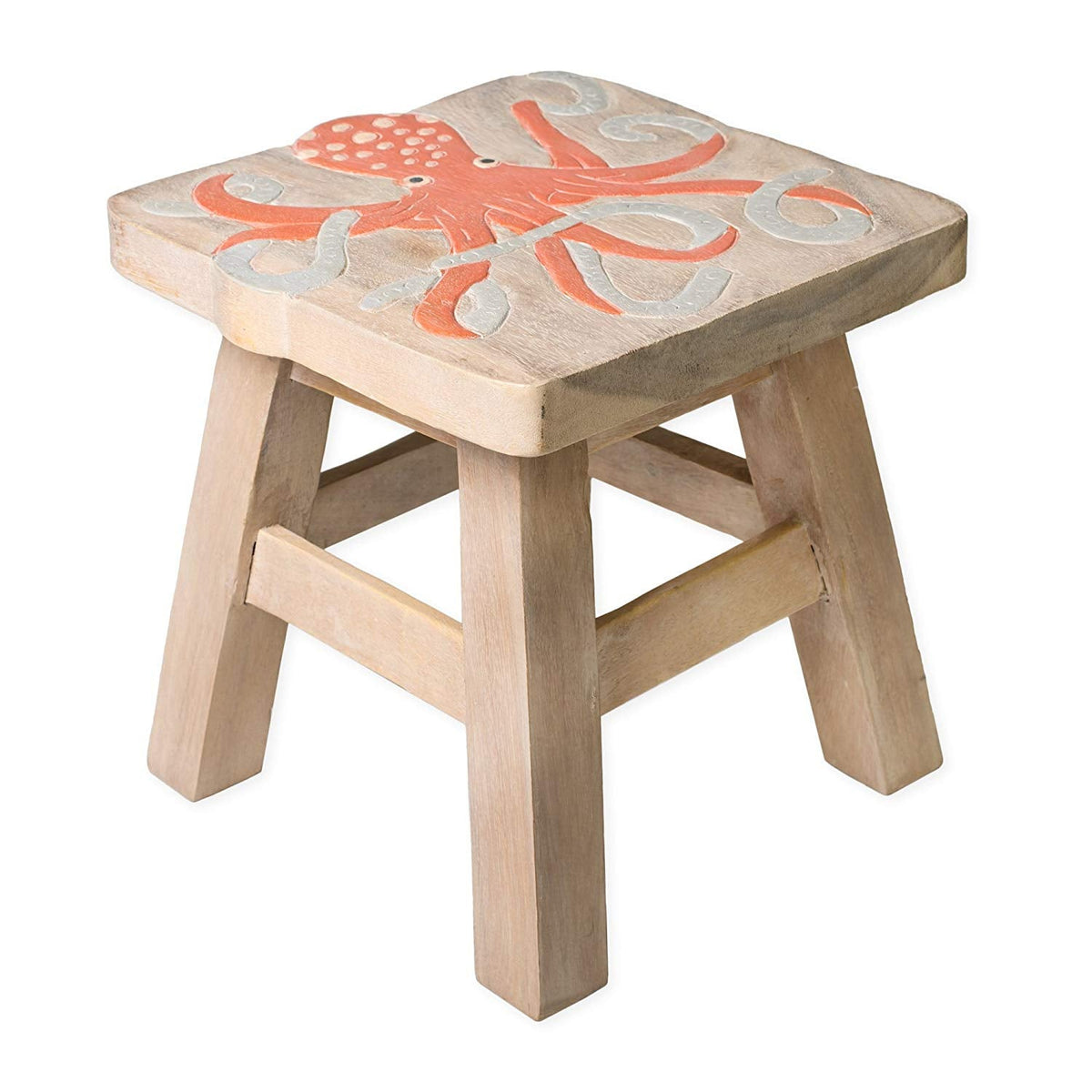 Octopus Handcrafted Wood Stool Footstool | for adullts and children