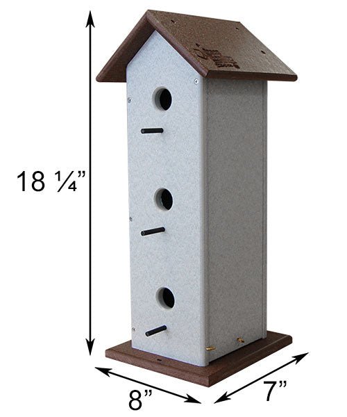 Recycled Plastic Lumber Triple Wren Songbird House – Vertical – Amish Made in the USA - inthegardenandmore.com