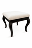 Sand Linen Upholstered Fabric Stool with Decorative Wood Legs - inthegardenandmore.com