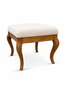 Sand Linen Upholstered Fabric Stool with Decorative Wood Legs - inthegardenandmore.com