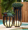 Solar Powered LED Metal Outdoor Side Table / Plant Stand -  set of 2 inthegardenandmore.com