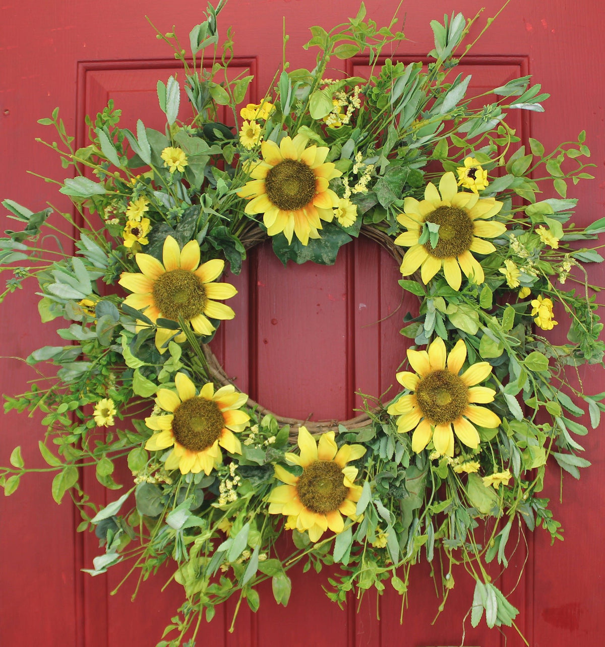 Worthyeah 22 Inch Sunflower Wreath – Spring & Summer Welcome Decor For Front Door