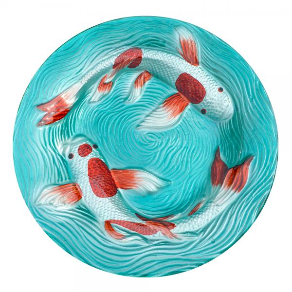 Swimming Koi Fish Glass Replacement Birdbath Bowl - inthegardenandmore.com