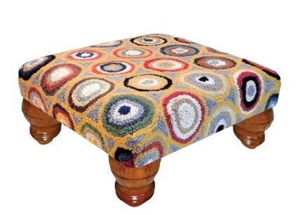 Symmetrical Circles Handcrafted Hooked Wool Bench - inthegardenandmore.com