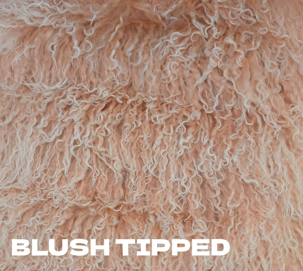 Tibetan/Mongolian Lamb Fur Throw Pillow – 26” -  blush tipped inthegardenandmore.com