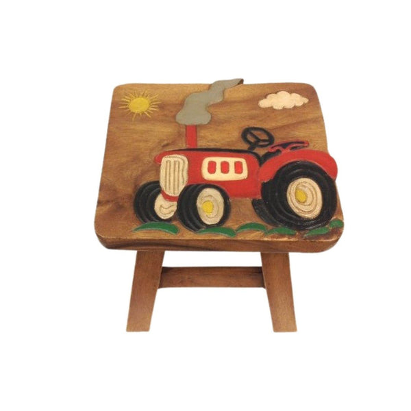 Tractor Handcrafted Wood Stool Footstool for Adults and Children - inthegardenandmore.com