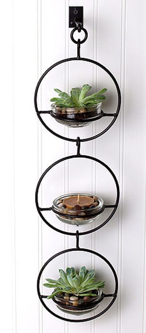 triple hanging planter Triple Metal & Glass Hanging Wall Terrarium / Candle Holder / Bird Feeder Triple Holder