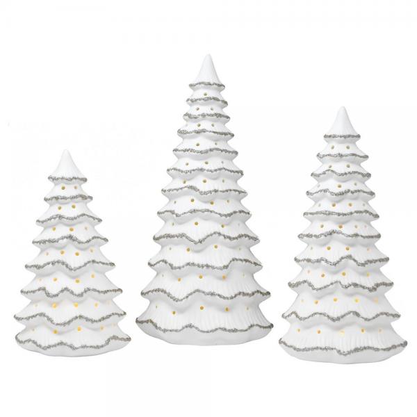 White Ceramic LED Christmas Trees (set of 3) - inthegardenandmore.com