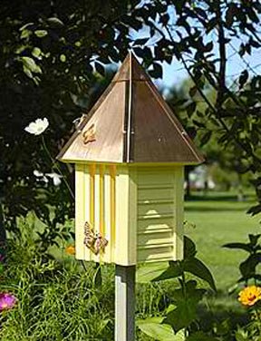 Whitewashed Flutterbye Butterfly House and Garden Stake - inthegardenandmore.com