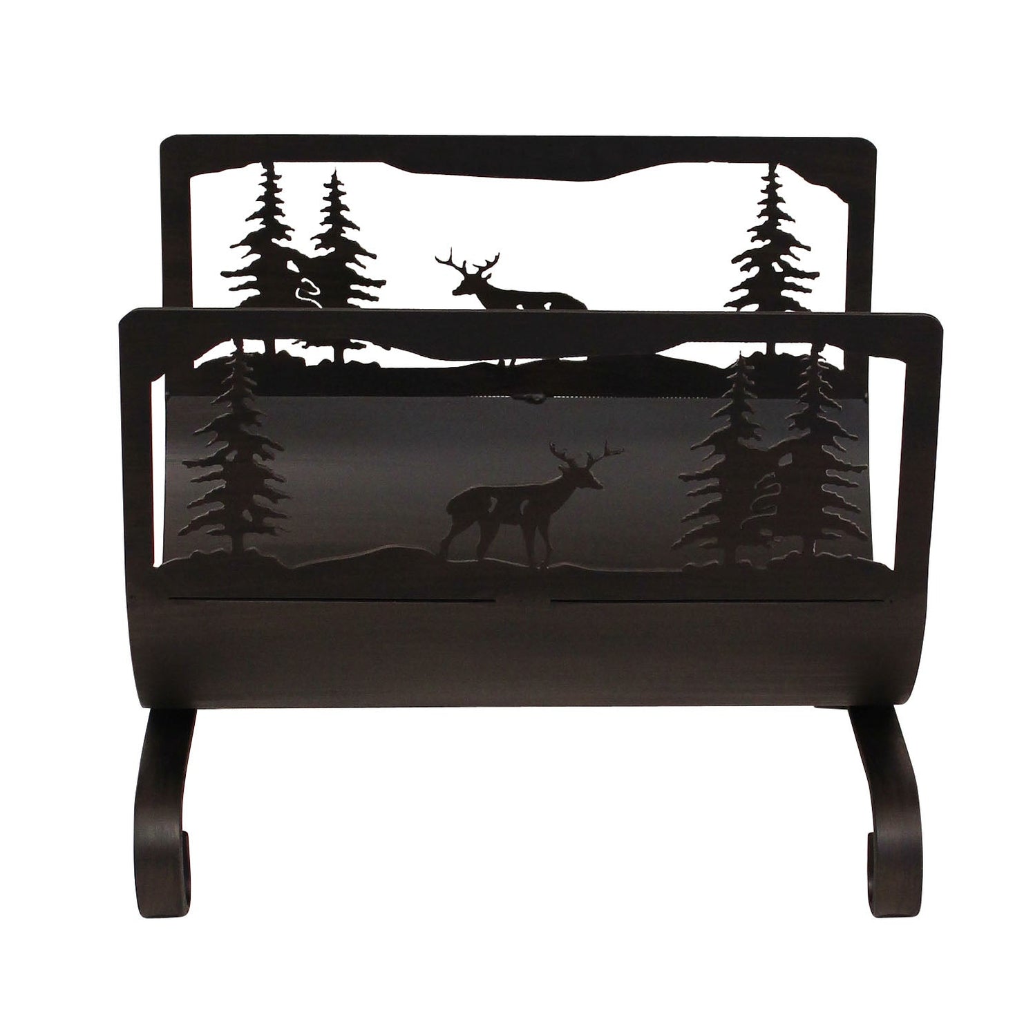 Wilderness Deer Scene Metal Firewood Wood/Magazine Rack