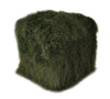 Olive Green colored Tibetan/Mongolian Lamb Fur Pouf – 18”