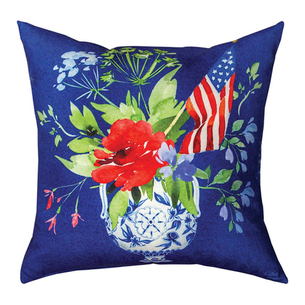 Our 18” in diameter America the Beautiful Patriotic Reversible Indoor Outdoor Pillows are made in the USA quality made weather resistant fabric, durable stitching and vivid colors that will add color and coziness to your home. They come as a set of two so you can display the beauty of each side and gives you the option of turning each one to a different side to create the perfect addition to any living room, bedroom, patio, or porch.