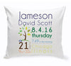 Our Baby Boy Birth Announcement Personalized Throw Pillow is an expressive way to announce the bird of a baby boy. This charming and colorful fabric baby boy throw pillow is sure to be an excellent addition for the home or nursery. What an exciting way to remember one of the most important days of your life! The pillow is 16” square with poly fiber insert with zip closure. The cover can be removed for easy machine washing when needed.
