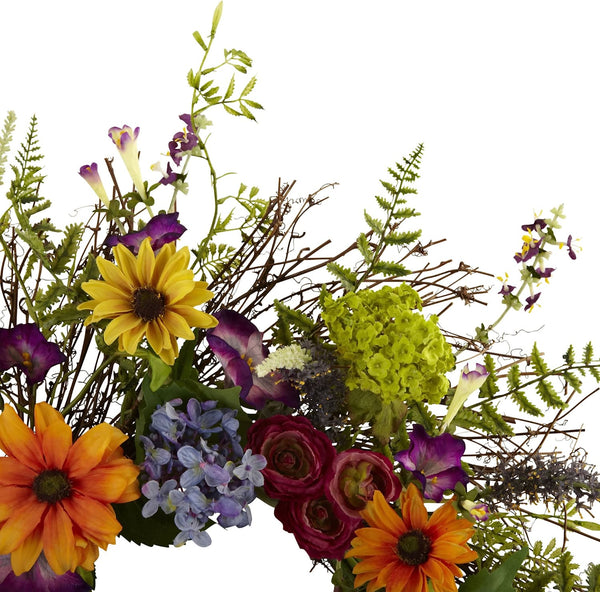 Say hello to Spring and Summer sunshine, no matter what time of year it is. This pretty 24” Beyond Spring Garden Wreath takes everything we love about spring and summer, and wraps it into a never-ending circle of colorful sunshine! 