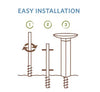 Easy to install instructions. Our The Earth Laughs in Flowers Birdbath with Hammered Copper Bowl are Art Pole Birdbaths which are designed and manufactured here in the USA. The art pole base is made of durable, automotive grade PVC, and topped with a hand-hammered, copper-plated stainless steel birdbath bowl. It is easy to install, no digging required for installation and all hardware is included. The pole is 31” tall x 5” in deep, and the birdbath bowl is 18” in diameter. 