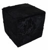 Black Dyed Cowhide Cube Pouf Stool Ottoman  