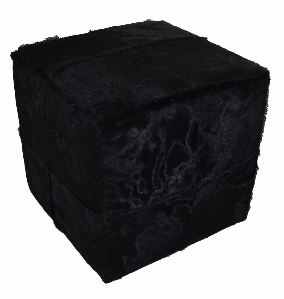 Our Black Dyed Cowhide Cube Pouf Stool Ottoman will afford you with durable design as well as handcrafted artistry 