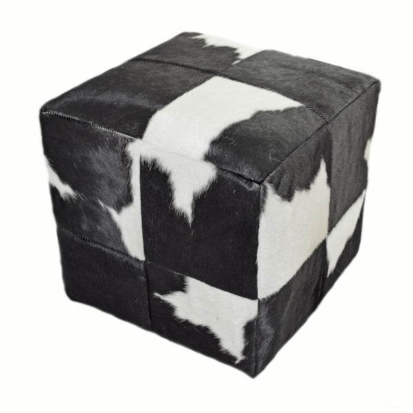 Our Black and White Leather Cube Pouf Stool Ottoman is a versatile piece for any room in your home