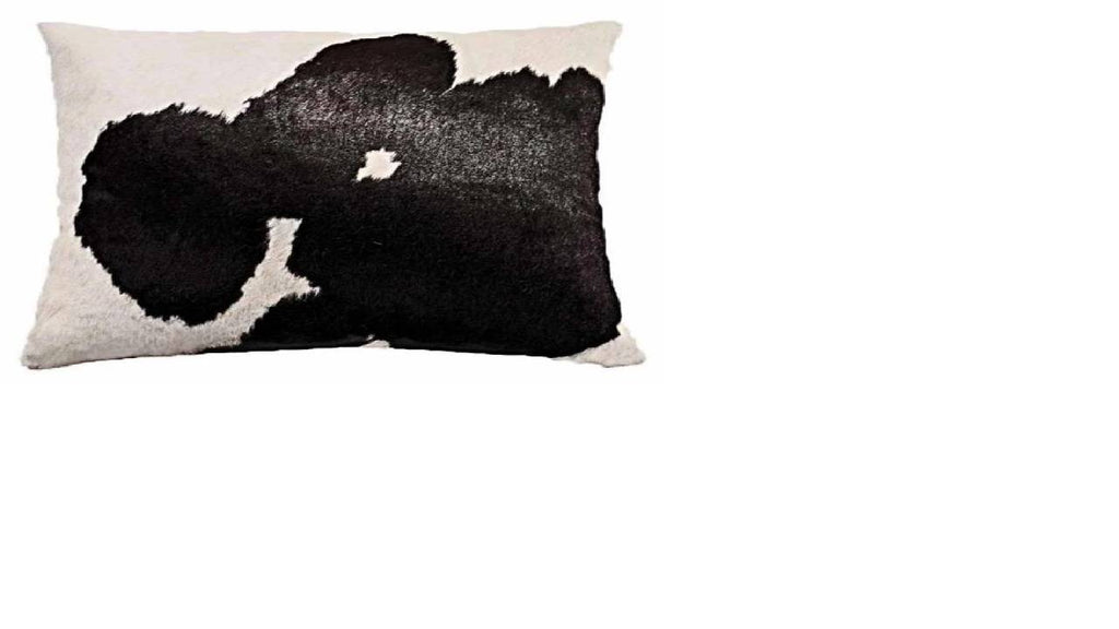 Our 23" x 13" lumbar Black and White Cowhide Reversible Lumbar Throw Pillows With Down Filled Insert  are beautiful accent pillows for any room in your home