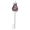 Our Bronzed Lotus Vertical Kinetic Wind Spinner features bronze colored blades that will spin and twirl and create a motion of beauty. This unique wind spinner for your garden features heavy metal rotor blades that rotate with the slightest bit of breeze and it is sure to mesmerize you with its display of motion. Overall size is 75" Tall x 17" Wide.