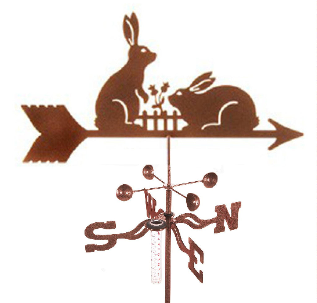 Combine function and yard art with our Bunny Rabbits Rain Gauge Garden Stake Weathervane