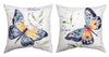 This is a vie w of both side of our reversible pillows.  Our Butterfly Shine and Bloom Reversible Indoor Outdoor Word Pillows are 18” in diameter and come as a set of two. Made in the USA of weather resistant fabric in bright colors and great for use as pillow or cushions.  Our pillows are great for indoor and outdoor use. 