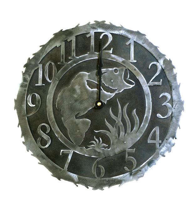 Our Bass Handcrafted Rustic Metal Wall Clock - 12" is truly a work of art and is custom made to order in 14 gauge steel black and silver combination
