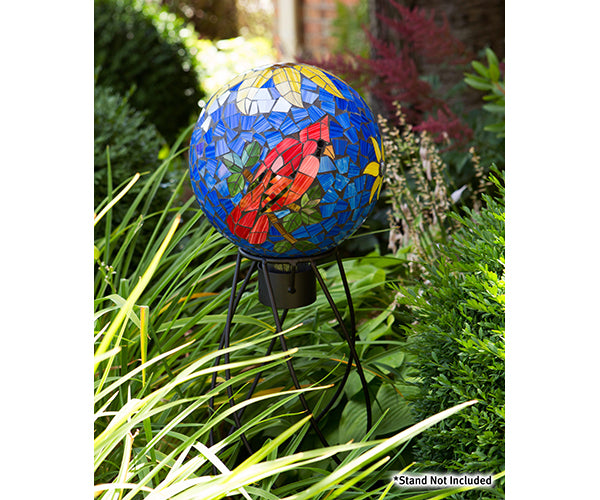 Our Cardinal Handcrafted Mosaic Glass Gazing Globe is 10” in diameter and will add color and showcase you’re your love for cardinal bird decor each and every season.