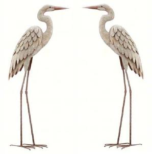 Coastal Egret Metal Garden Statuary comes as a set of 2 and will make a statement in your garden, around your pond or on your patio. They are handcrafted of metal by skilled artisans who have an eye for detail and you will see this in the finished product. 