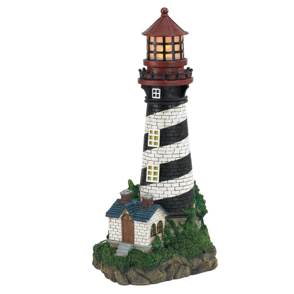 Our Coastal Garden Décor Solar Powered Lighthouse will collect solar rays and get powered by the sun so it can brightly light up for up to 8 hours, long after the sun goes down. When it is not lit up, it is a beautiful nautical and coastal statue for the garden all year long. 