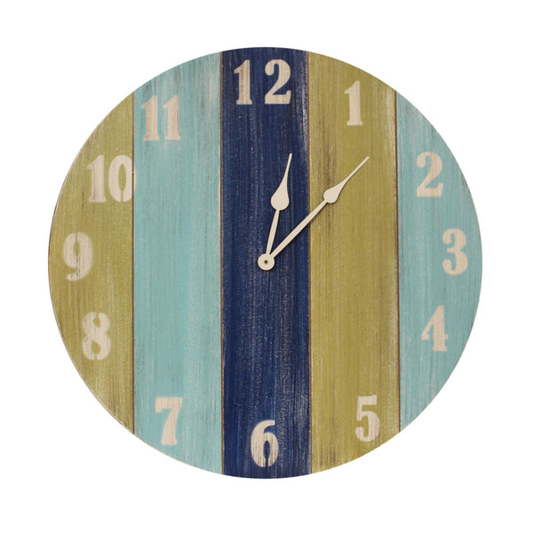 Coastal Living Slatted Wood Stripe Wall Clock (24”) - custom made in the USA